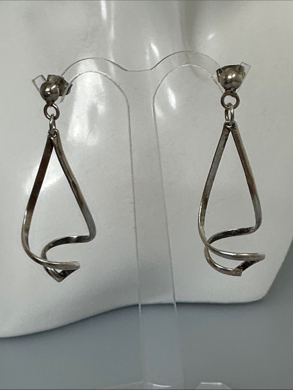 Elegant 925 Sterling Silver Spiral Drop Earrings